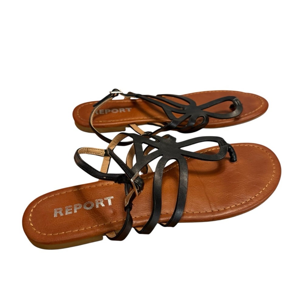 Report Women’s Black Strappy Women’s Sandals with Tan Footbed - Picture 5 of 6